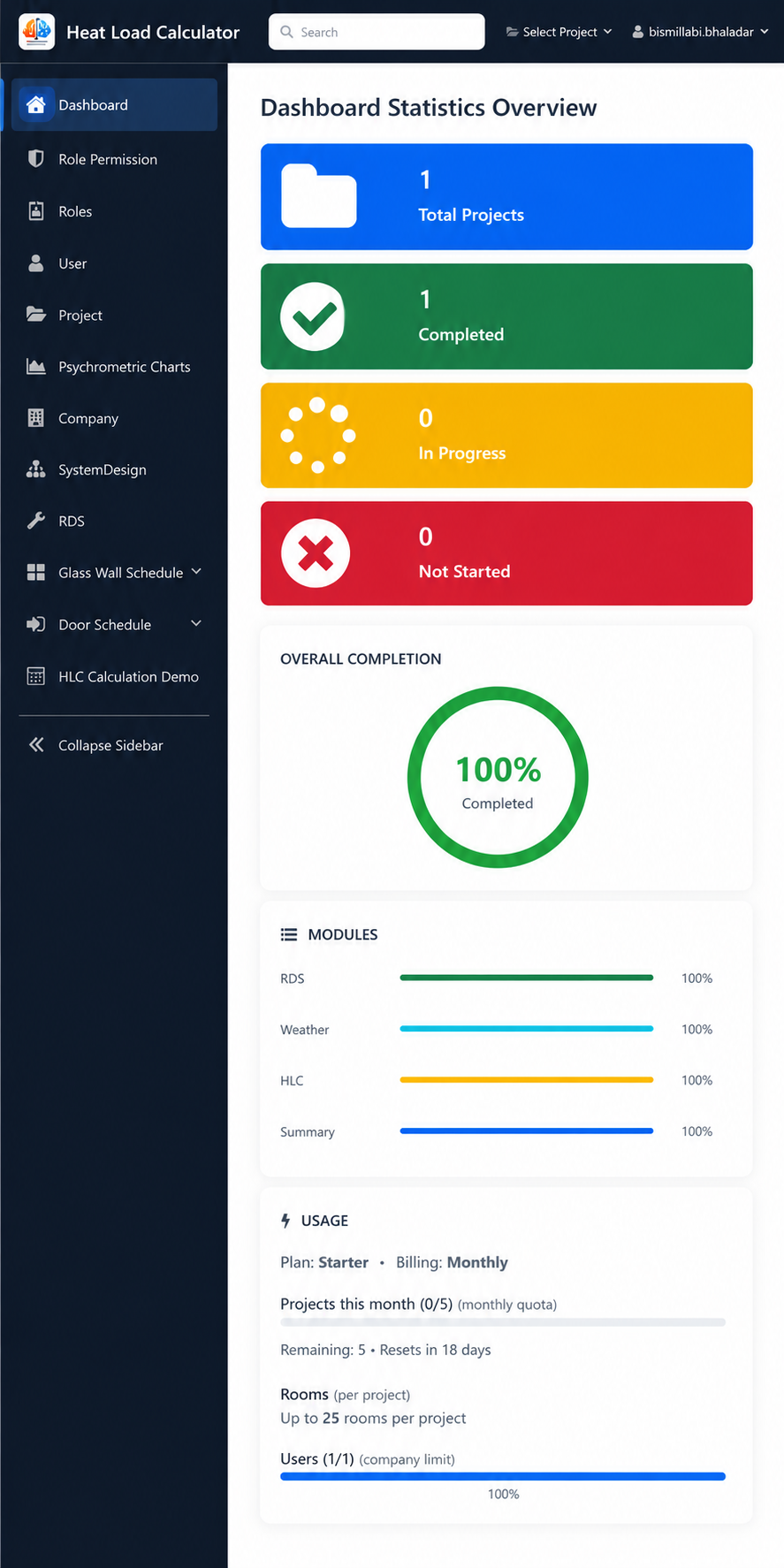 Leal Heatload Calculator Dashboard Preview